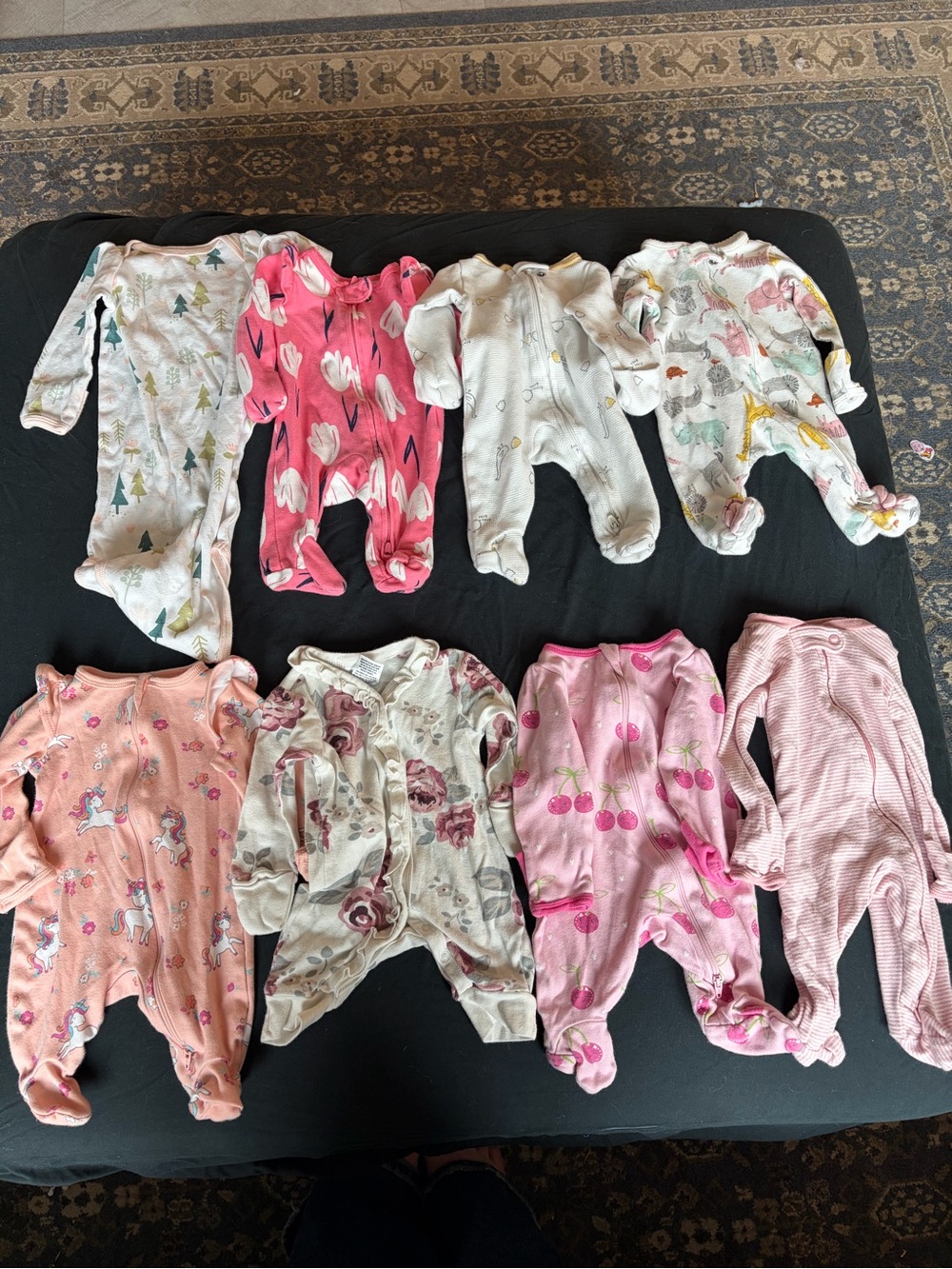 Newborn Baby Girl Bundle of 8 One-Piece Footed Pajamas
